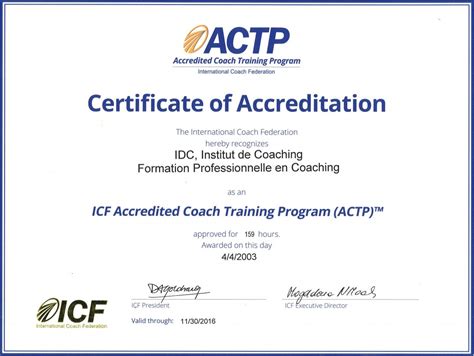 international coach federation accreditation.